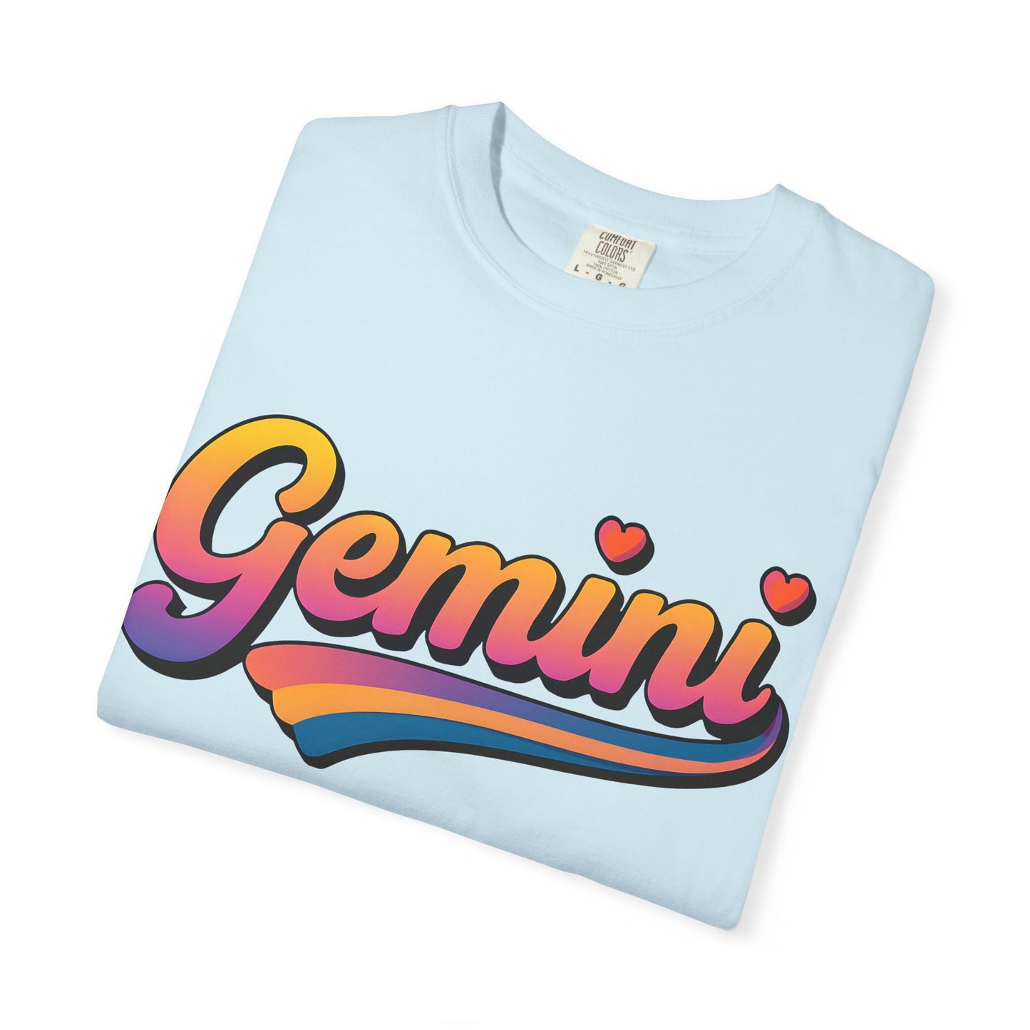 Gemini Retro Rainbow Heart Astrology Tee