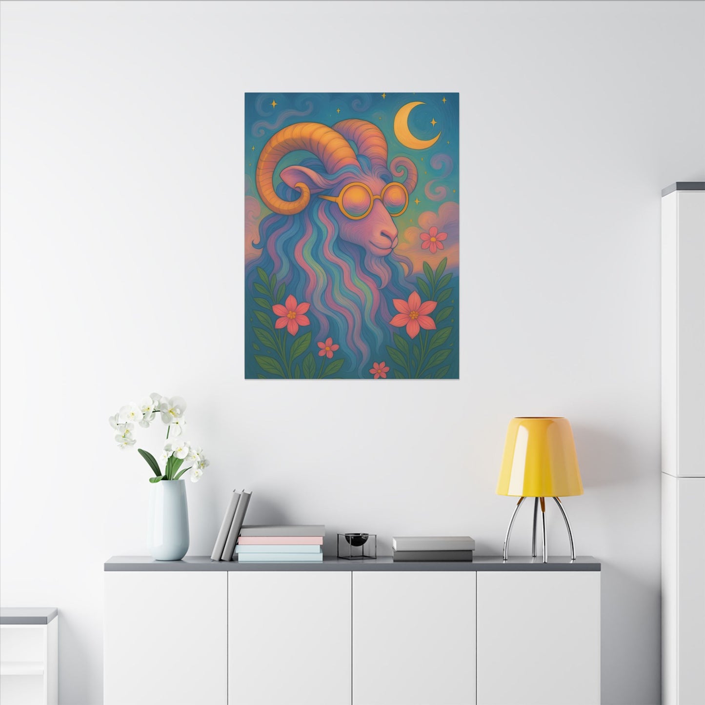 Aries Dream - Radiant Retro Ram Wall Art