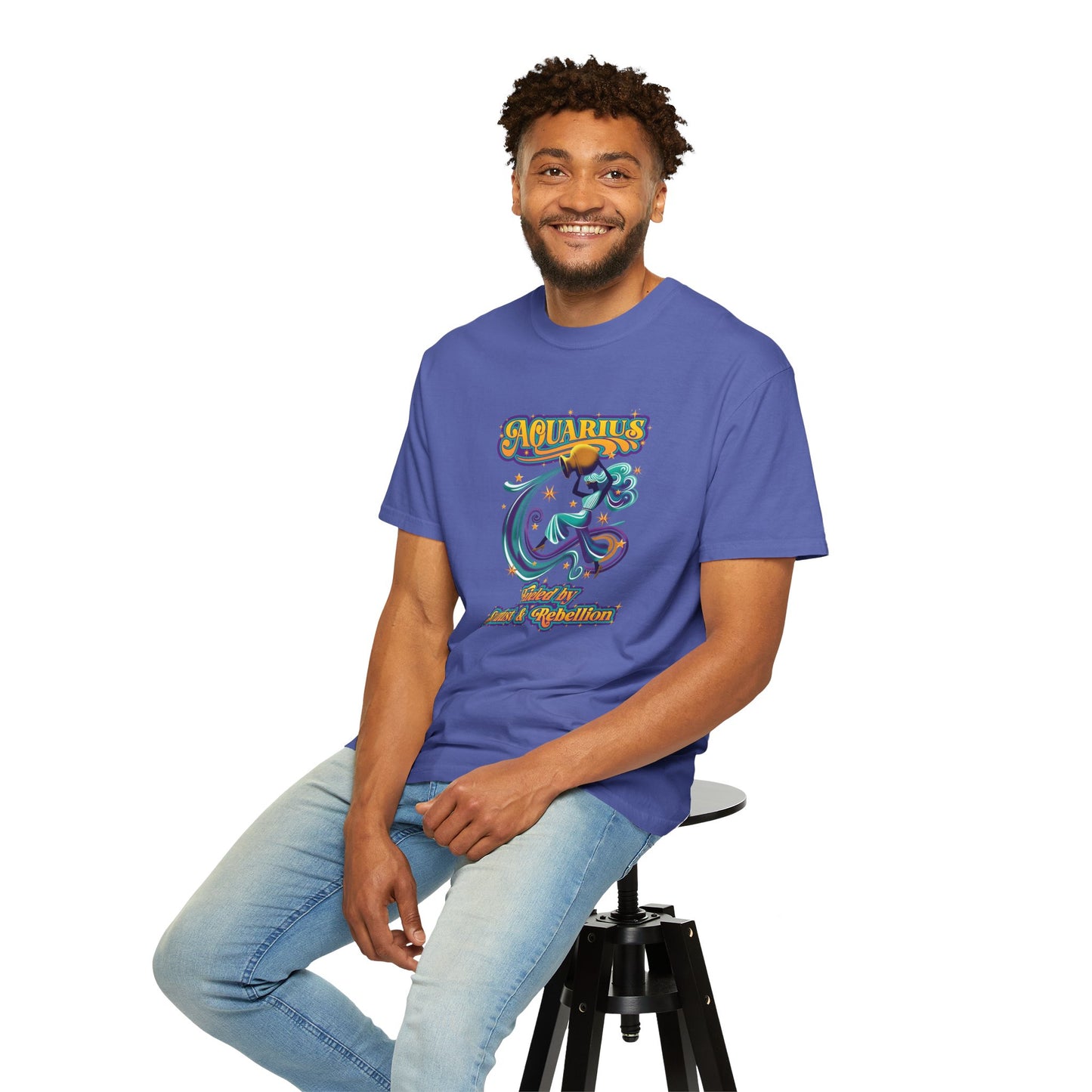 Aquarius Fueled by Stardust & Rebellion – Retro Rebel Tee