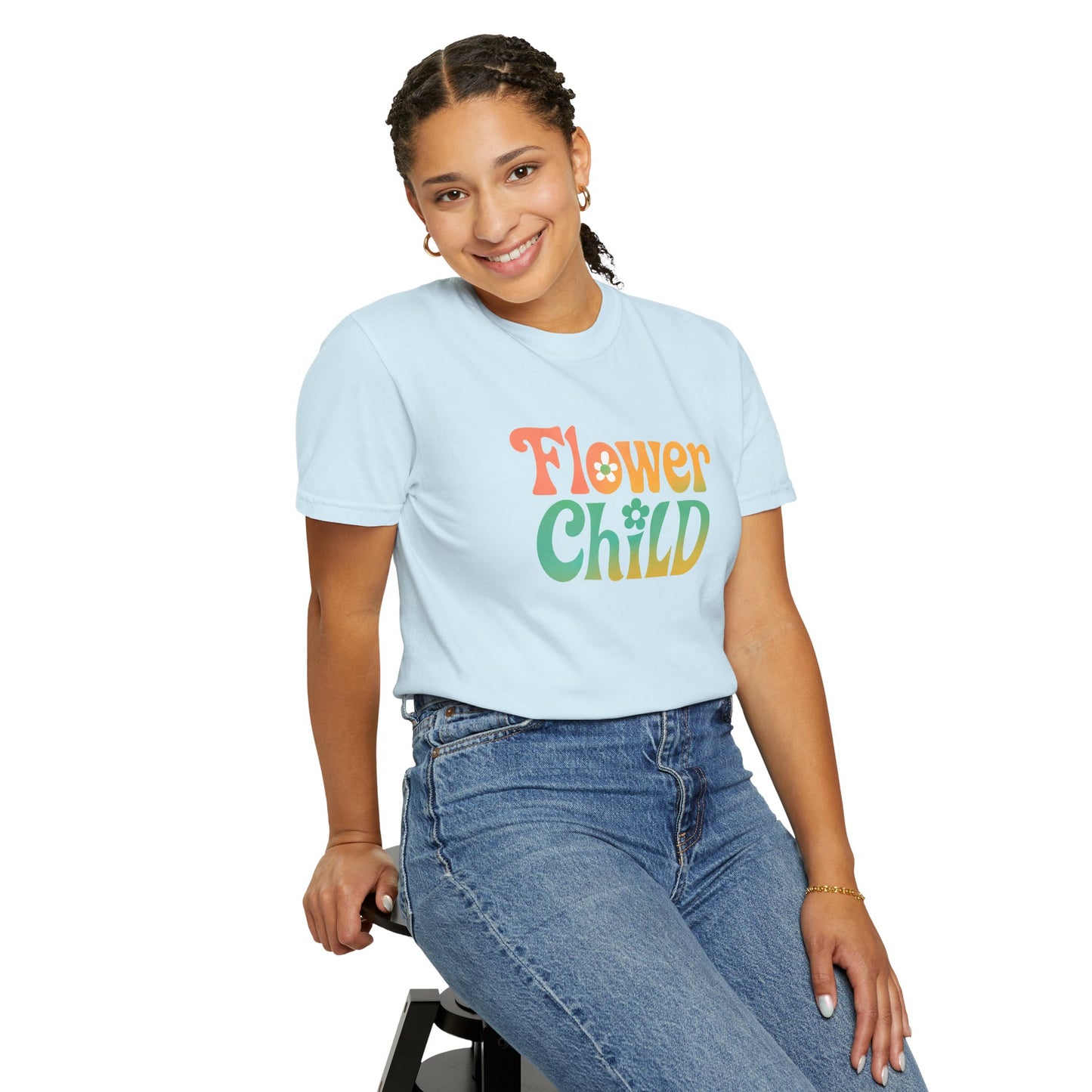 Flower Child Retro Colorful Tee – Groovy 70s Comfort Colors Shirt
