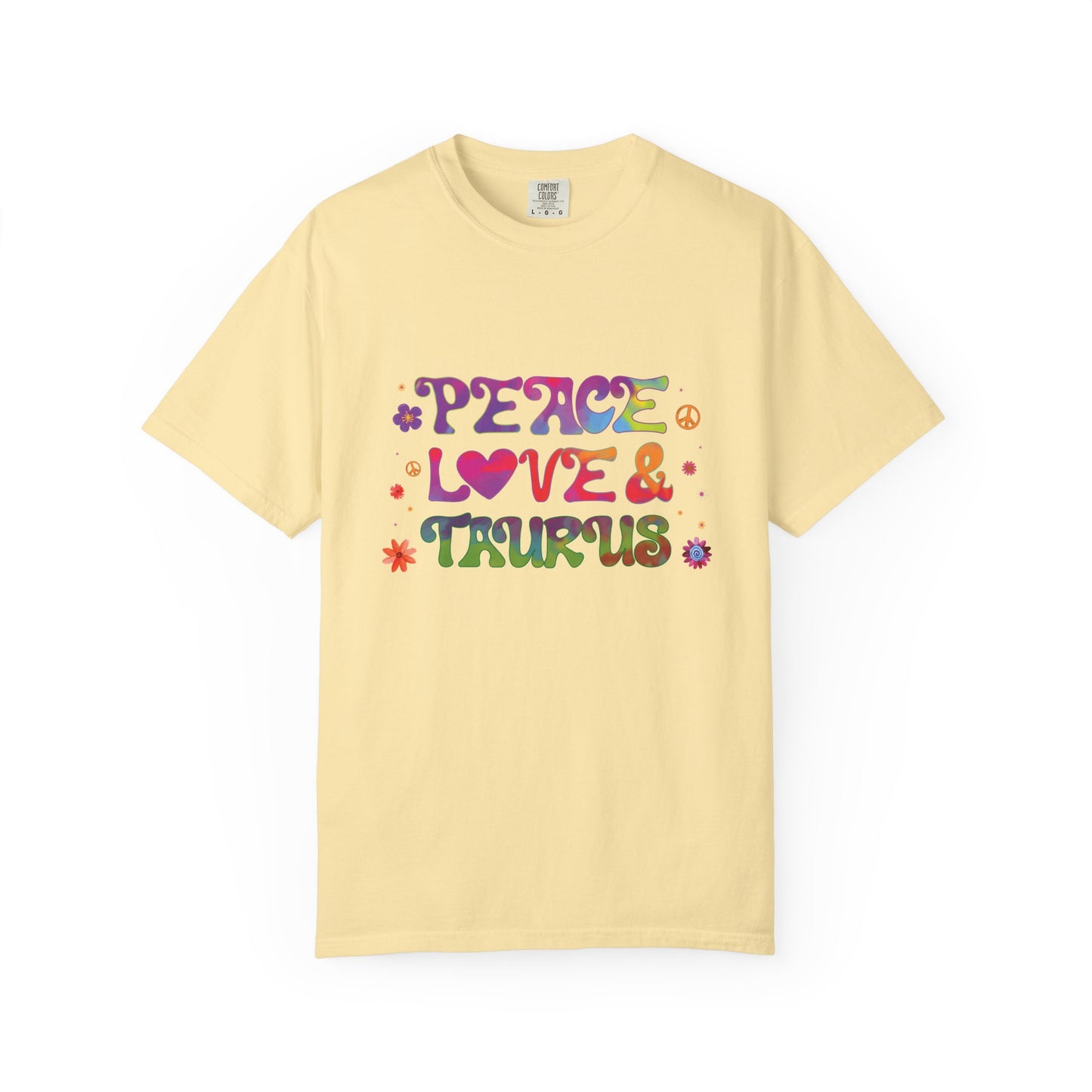 Peace Love & Taurus – Earthy Retro Zodiac Tee