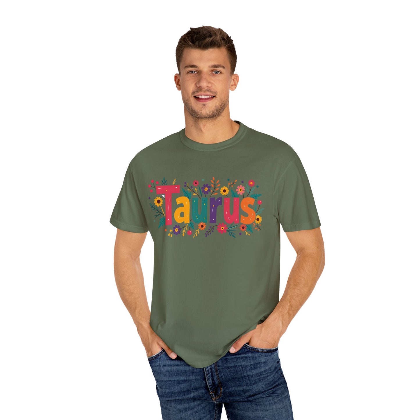 Taurus in Bloom – Colorful Floral Aesthetic Tee