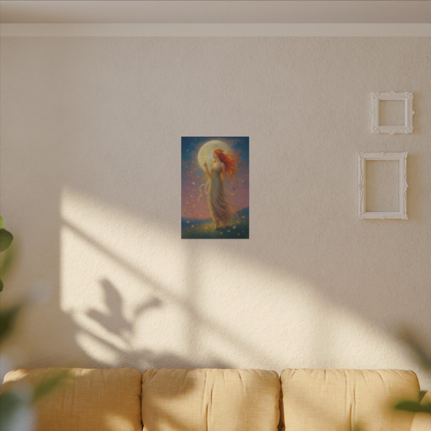 Moonlight Wishes – Luminous Goddess Wall Art (Art Nouveau Inspired)