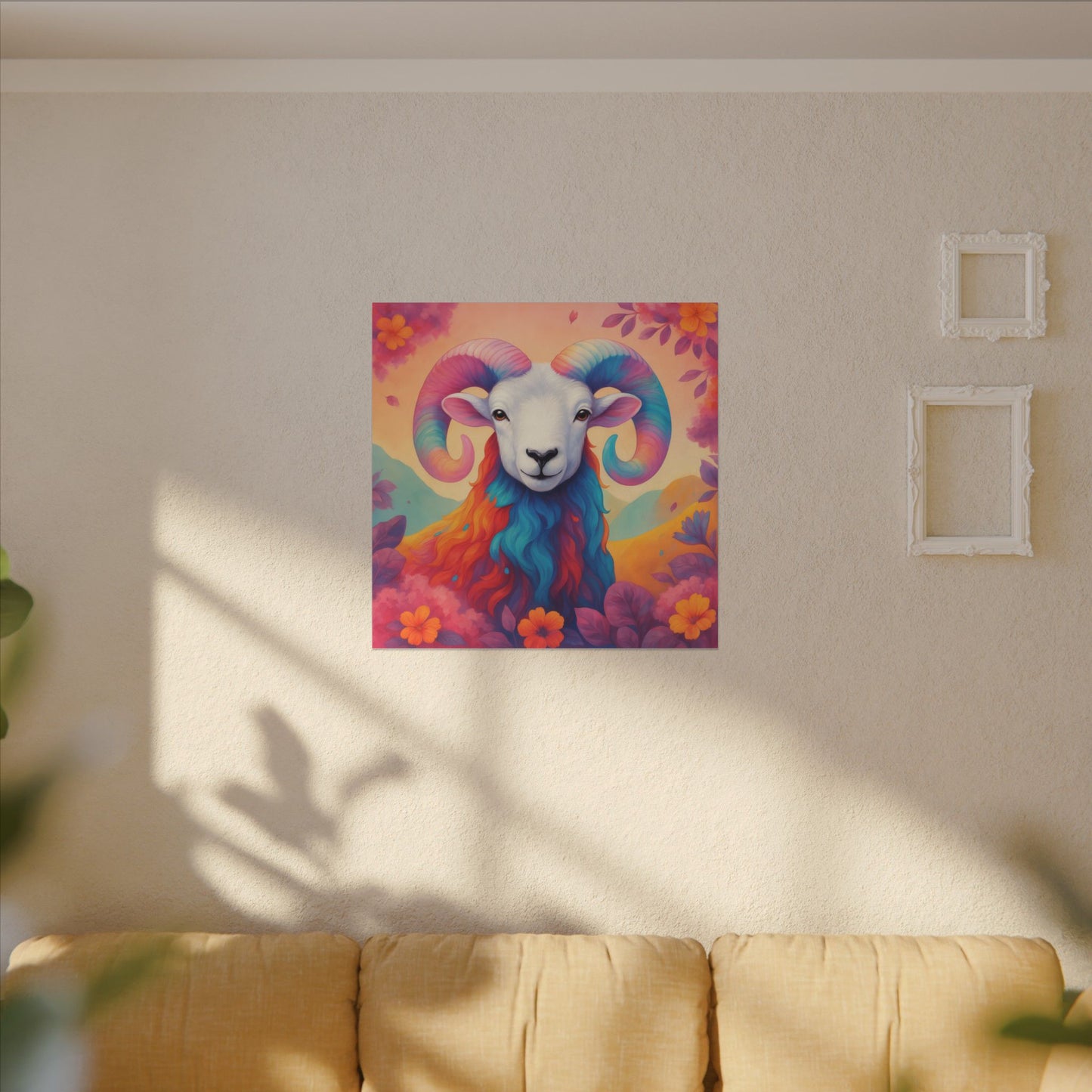 Rainbow Ram - Radiant Blossoms (Aries inspired) Wall Art