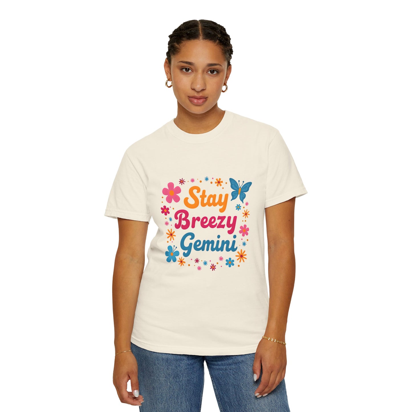 Stay Breezy Gemini Tee β Groovy Flower Power Zodiac Shirt