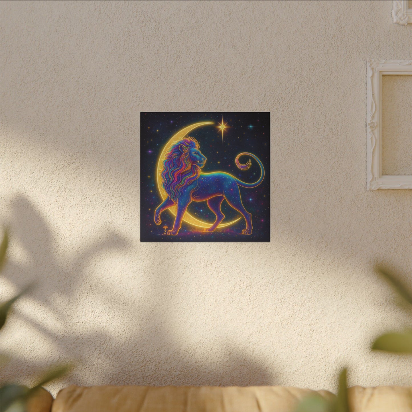 Radiant Rainbow Lion – Celestial Wall Art (Leo Inspired)