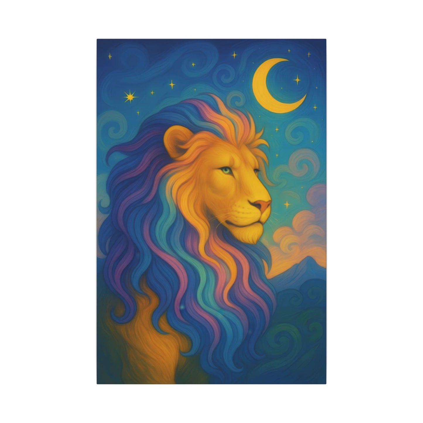 Moonlit Majesty – Luminous Lion Wall Art (Leo Inspired)