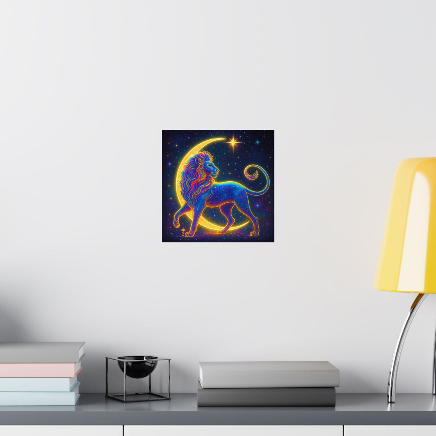 Luminous Lion – Crescent Moon Wall Art Print (Leo Zodiac Inspired)