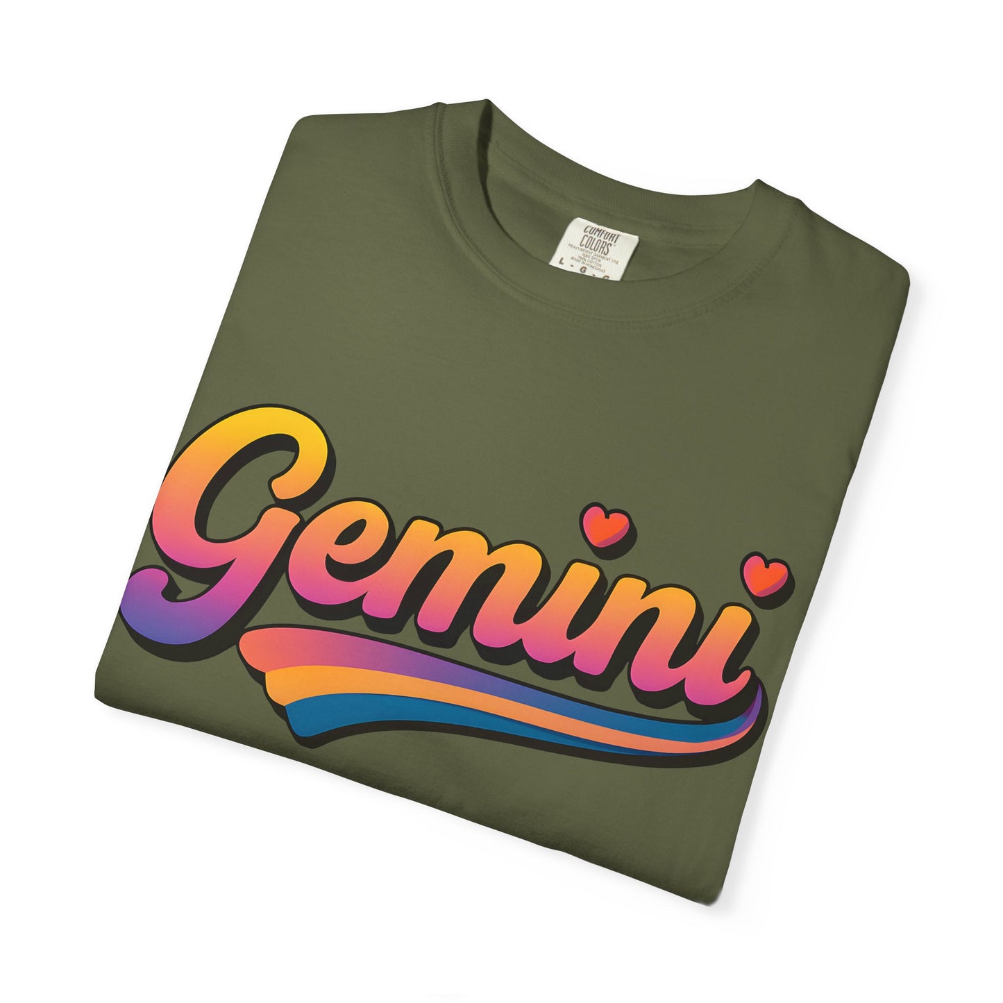Gemini Retro Rainbow Heart Astrology Tee