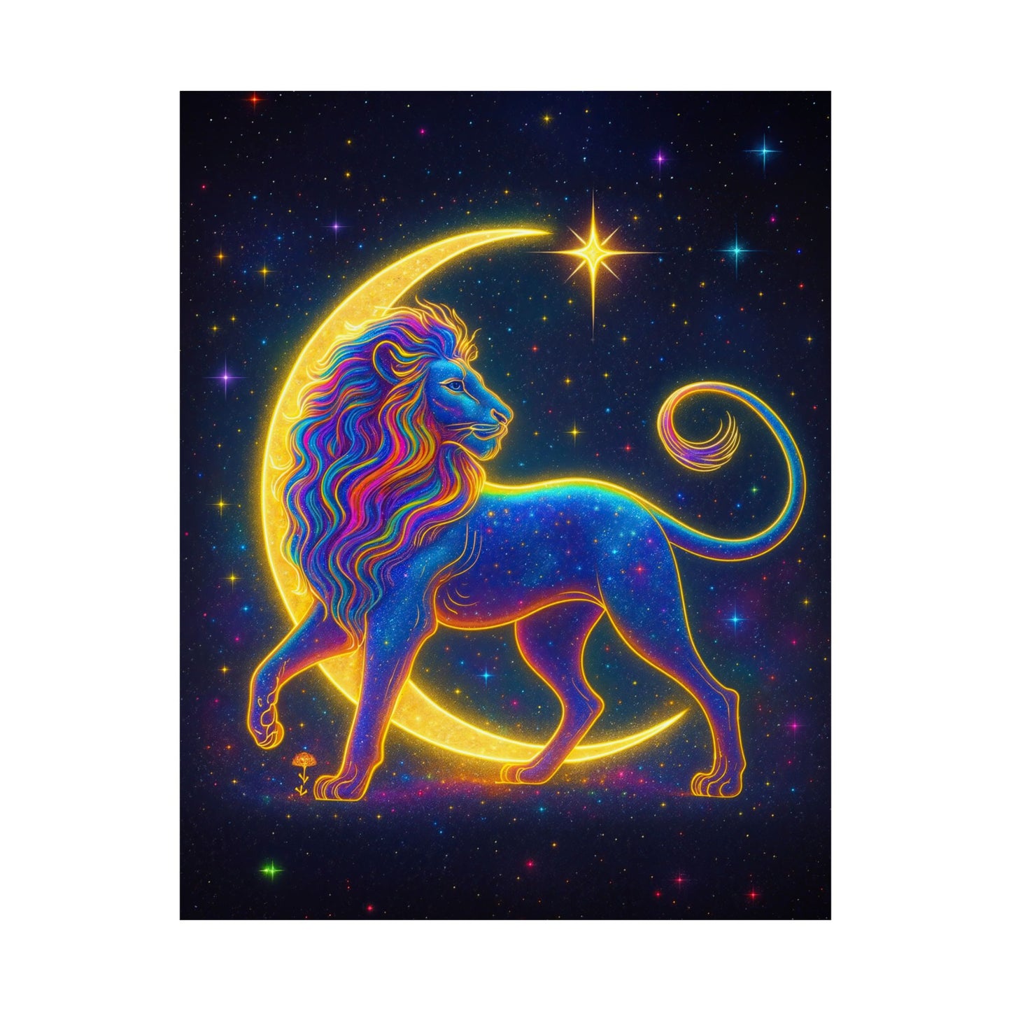 Luminous Lion – Crescent Moon Wall Art Print (Leo Zodiac Inspired)