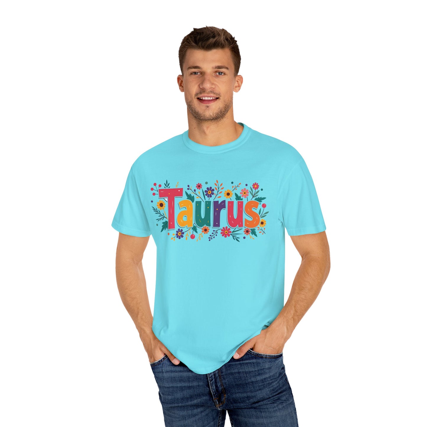 Taurus in Bloom – Colorful Floral Aesthetic Tee