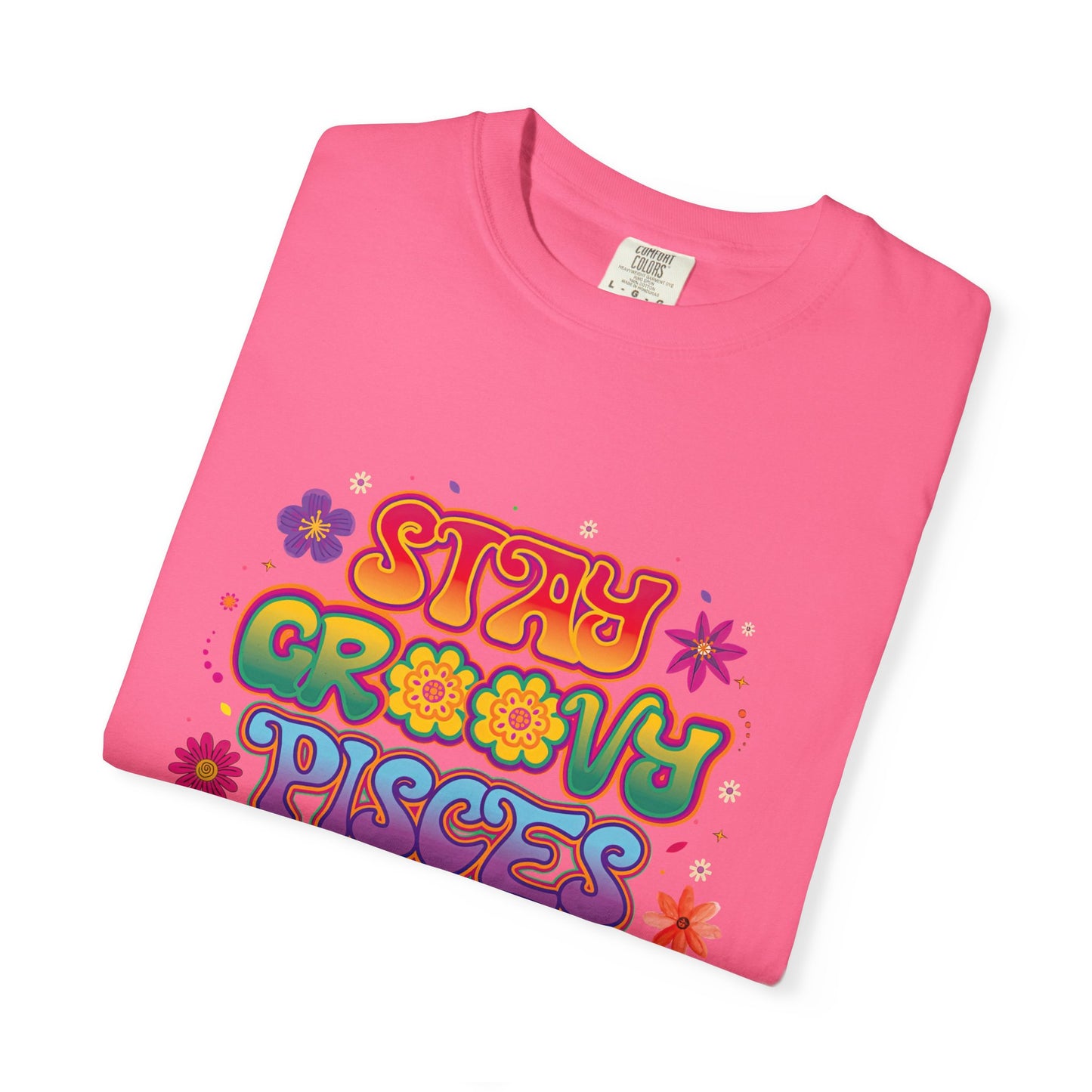 Stay Groovy Pisces - Retro Flower Power Zodiac Tee
