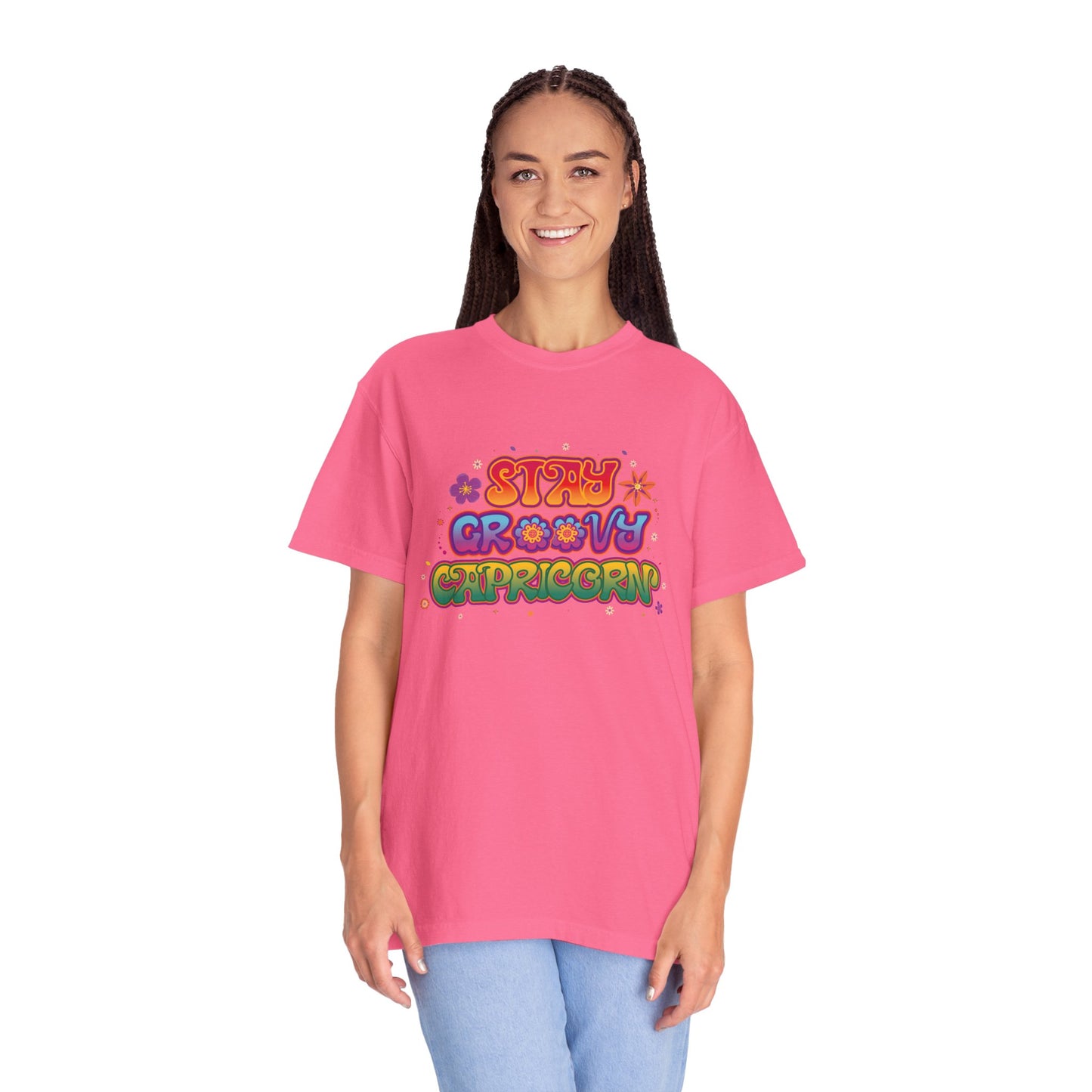 Stay Groovy Capricorn β Retro Flower Power Zodiac Tee