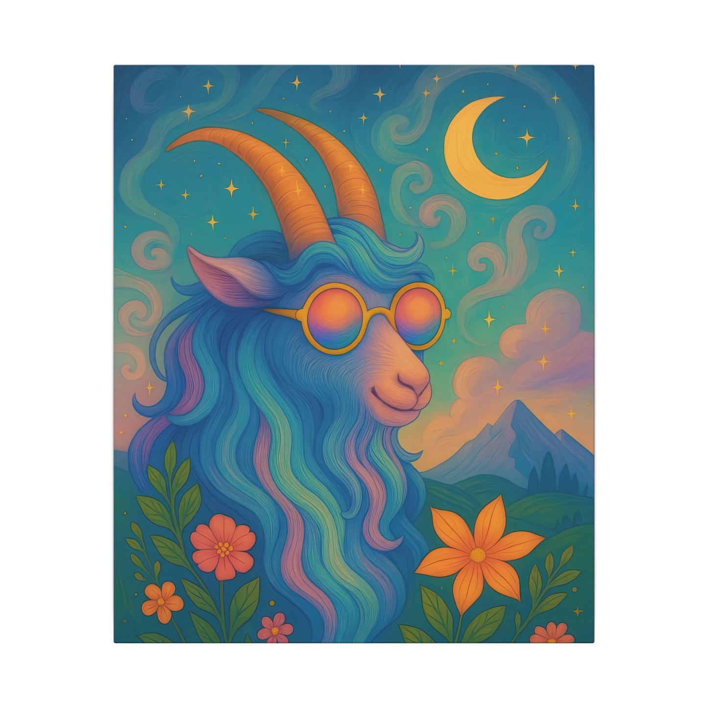 Capricorn Dreams – Radiant Retro Goat Wall Art