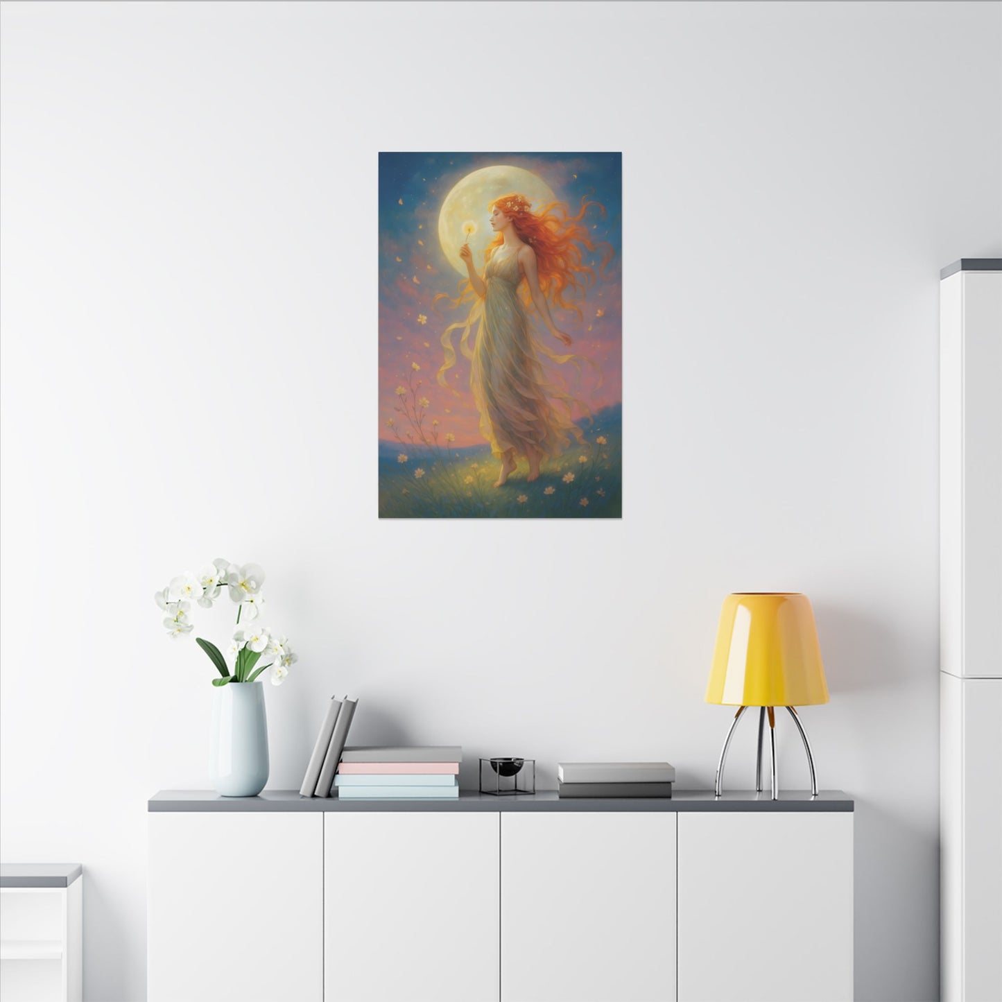 Moonlight Wishes – Luminous Goddess Wall Art (Art Nouveau Inspired)
