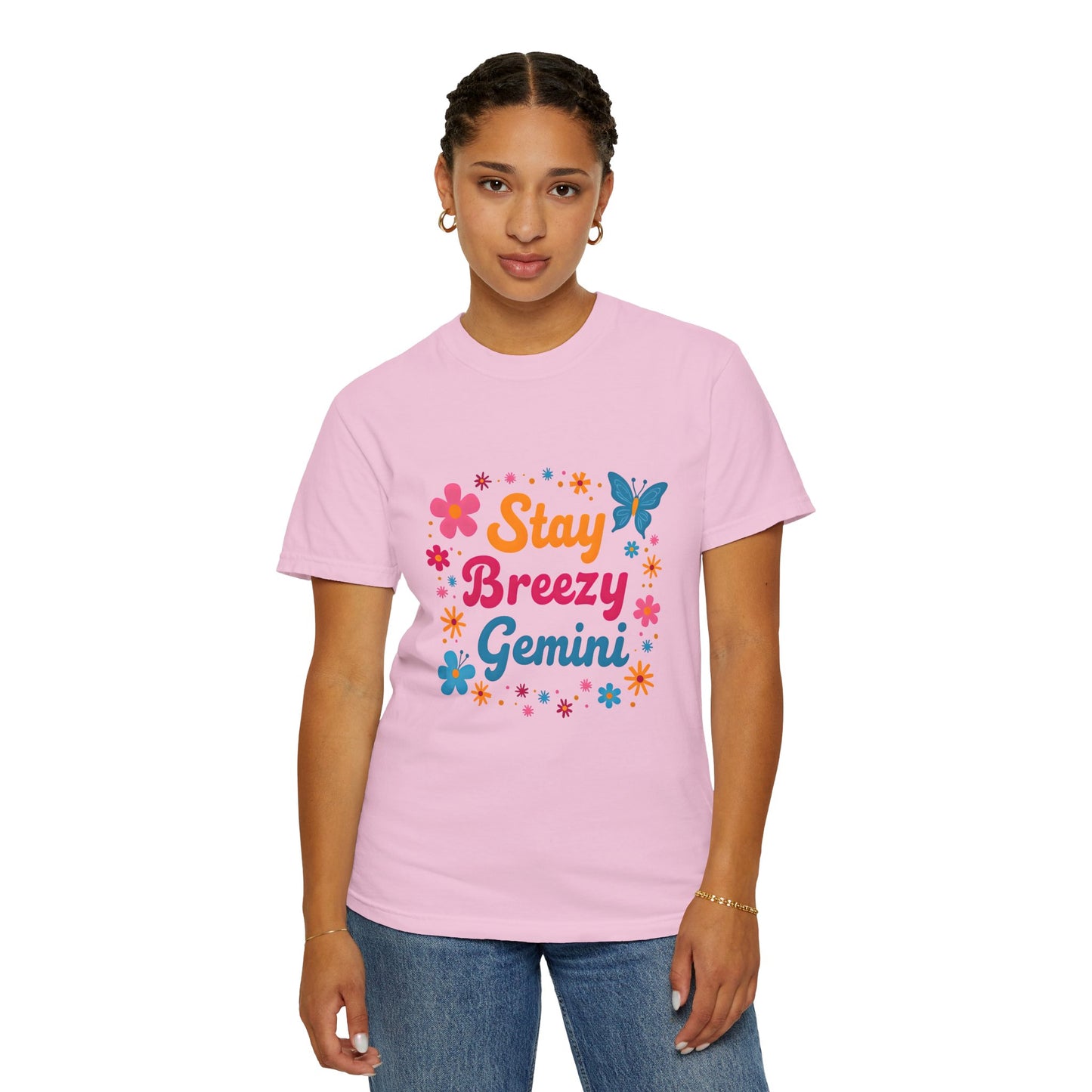 Stay Breezy Gemini Tee β Groovy Flower Power Zodiac Shirt