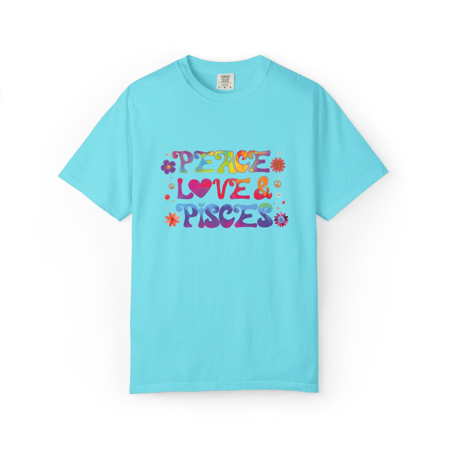 Peace Love & Pisces Tee β Retro Colorful Zodiac Shirt