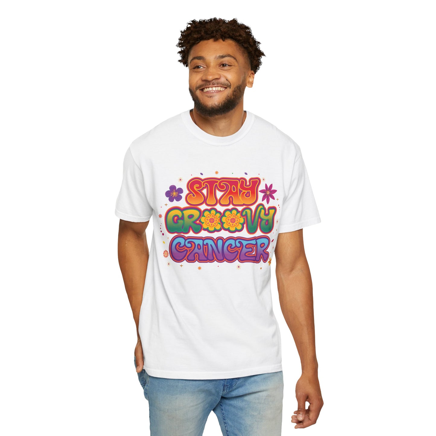 Stay Groovy Cancer Tee – Retro Colorful Zodiac Shirt