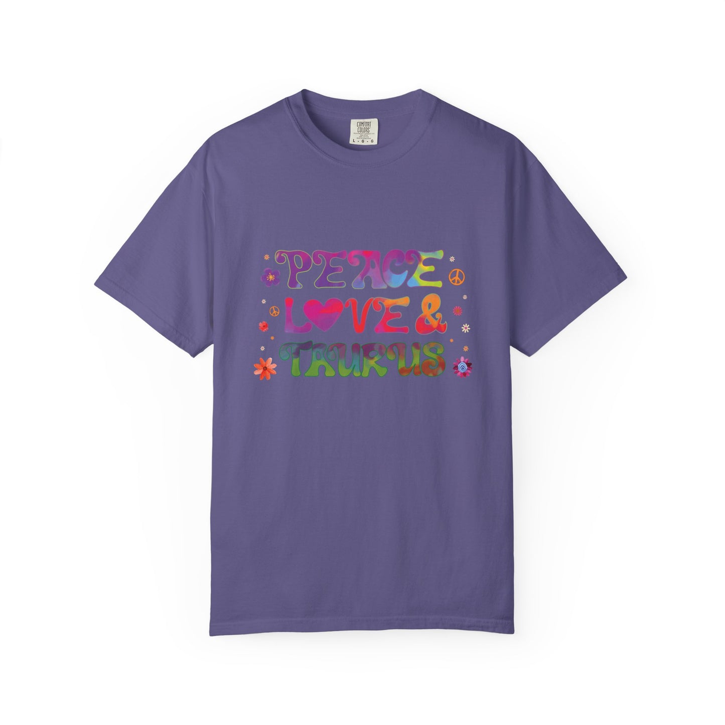 Peace Love & Taurus – Earthy Retro Zodiac Tee