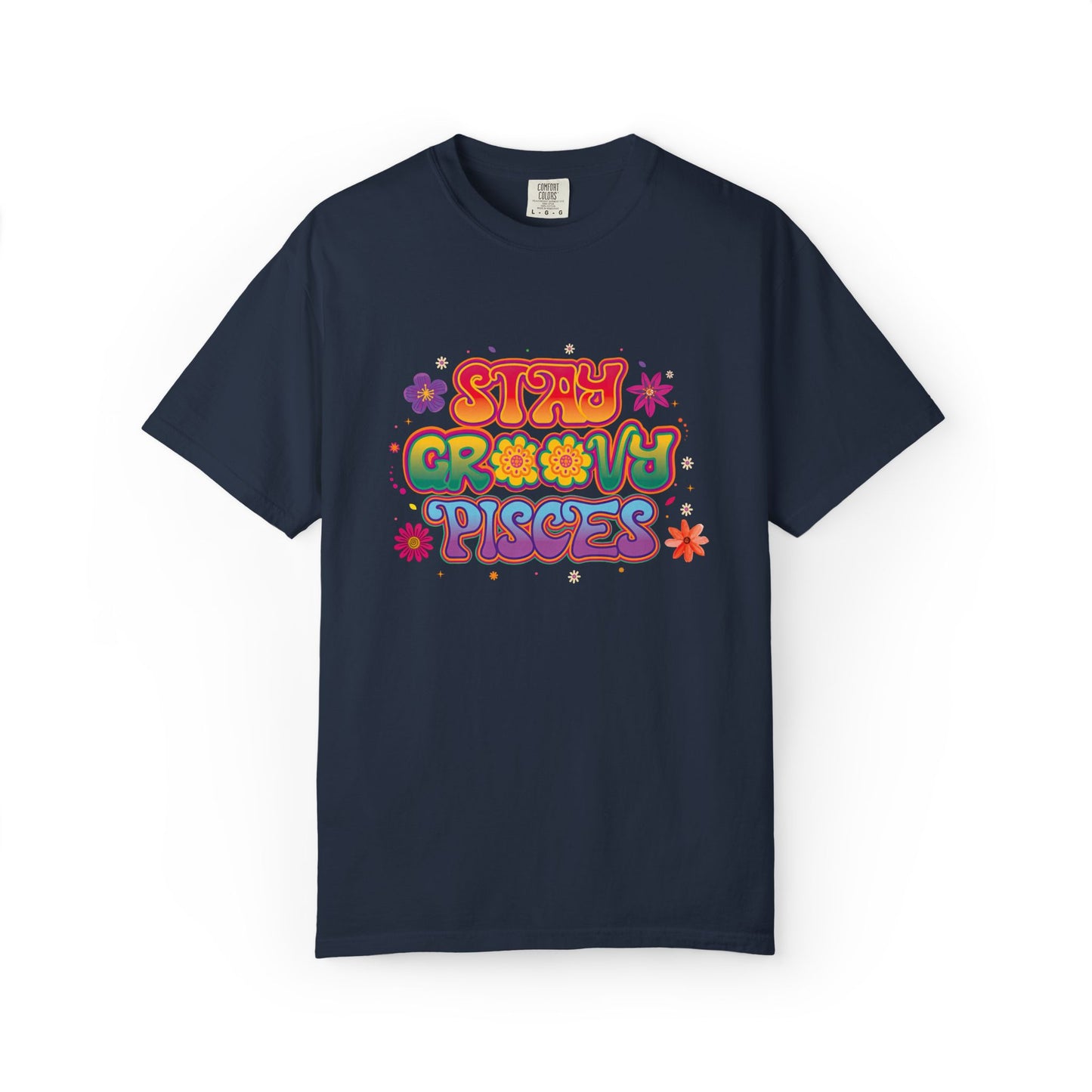 Stay Groovy Pisces - Retro Flower Power Zodiac Tee