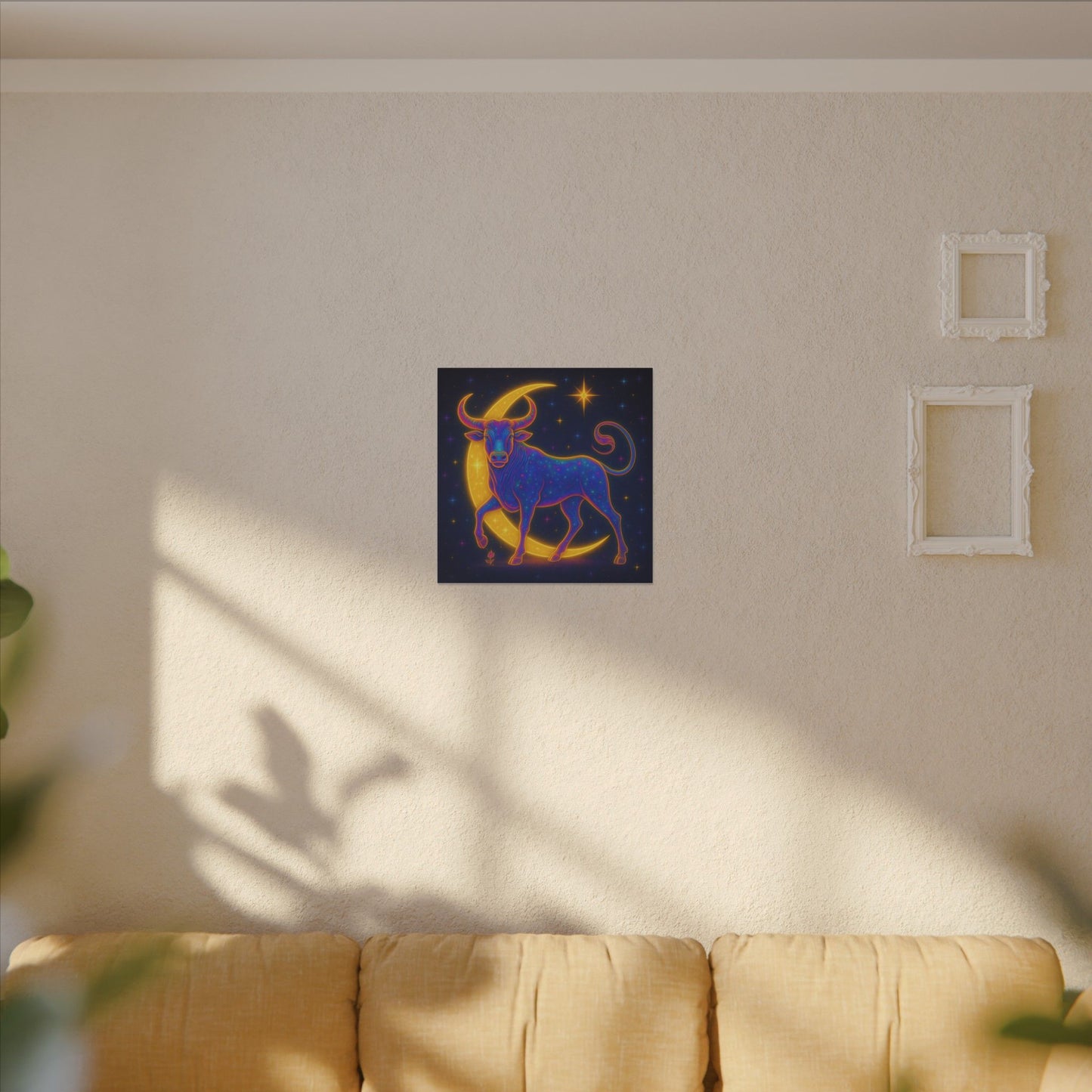 Radiant Rainbow Bull – Celestial Wall Art (Taurus Inspired)