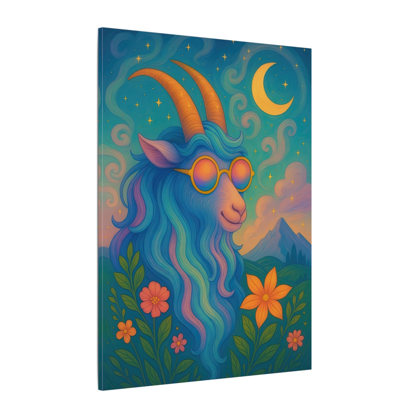 Capricorn Dreams – Radiant Retro Goat Wall Art