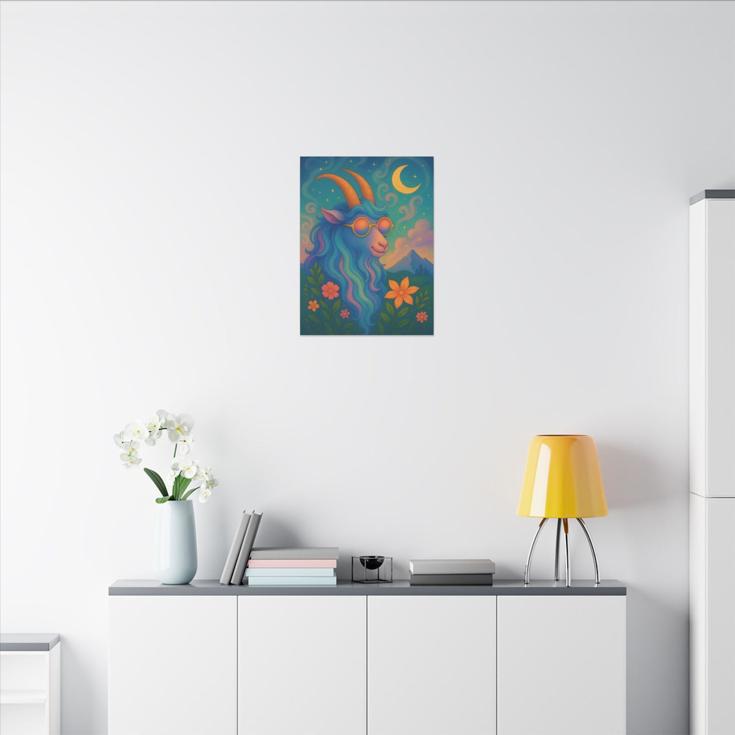 Capricorn Dreams – Radiant Retro Goat Wall Art