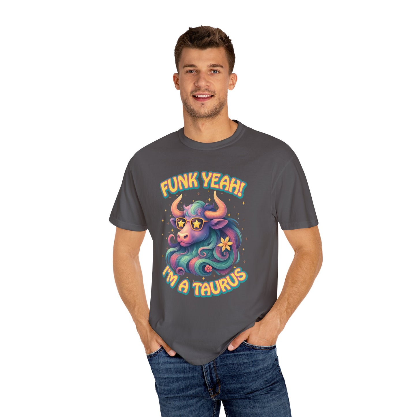 Funk Yeah I’m a Taurus T-Shirt | Cool Retro Taurus Graphic Tee | Comfort Colors 1717 | Astrology Shirt for Earth Signs