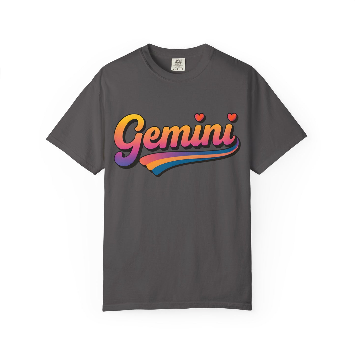 Gemini Retro Rainbow Heart Astrology Tee