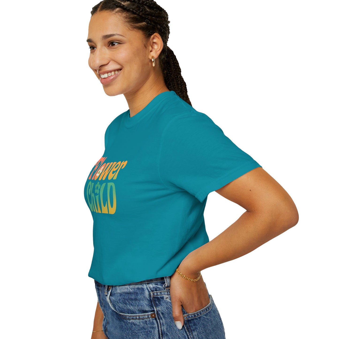 Flower Child Retro Colorful Tee – Groovy 70s Comfort Colors Shirt