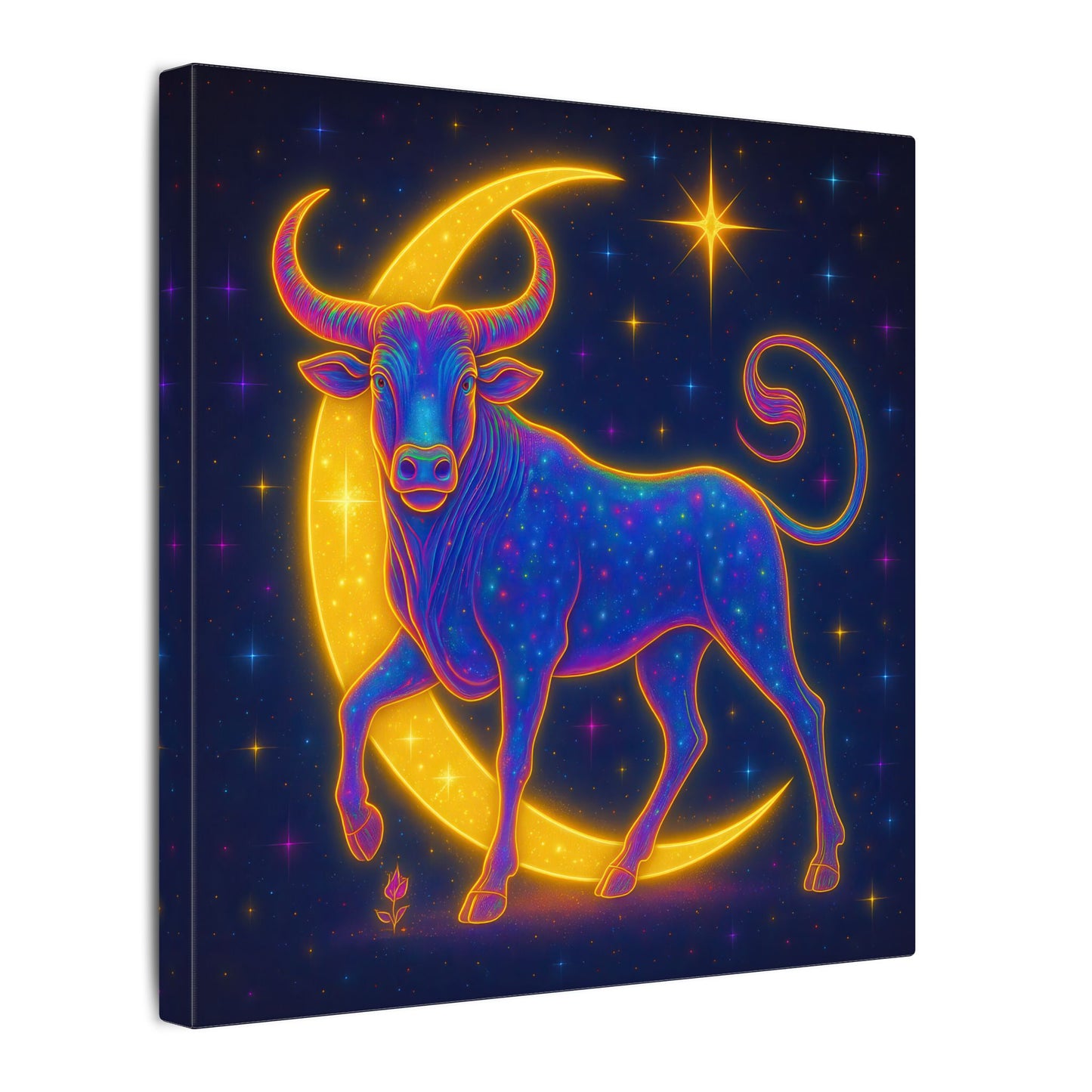 Radiant Rainbow Bull – Celestial Wall Art (Taurus Inspired)