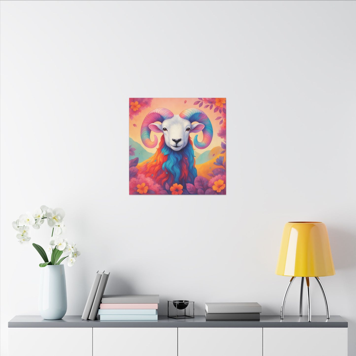 Rainbow Ram - Radiant Blossoms (Aries inspired) Wall Art
