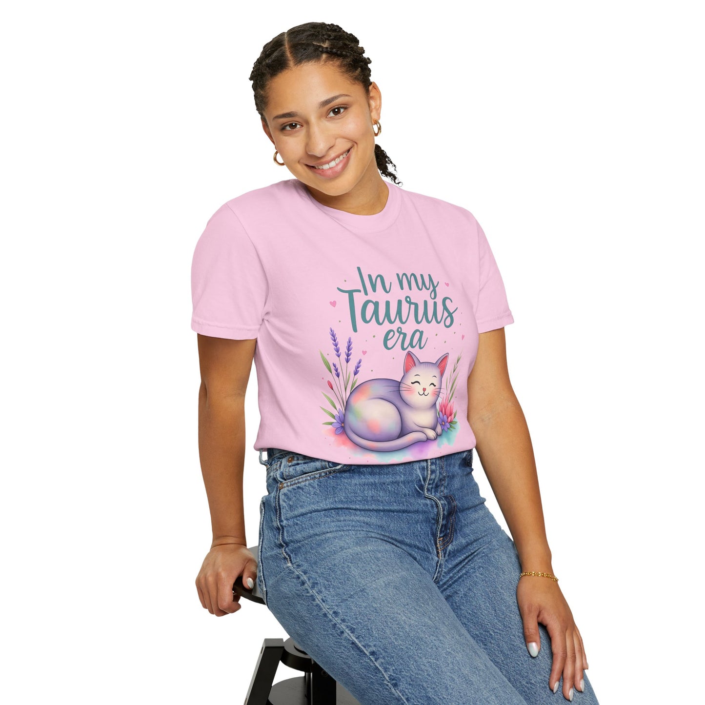 In My Taurus Era – Colorful Zodiac Cat Tee