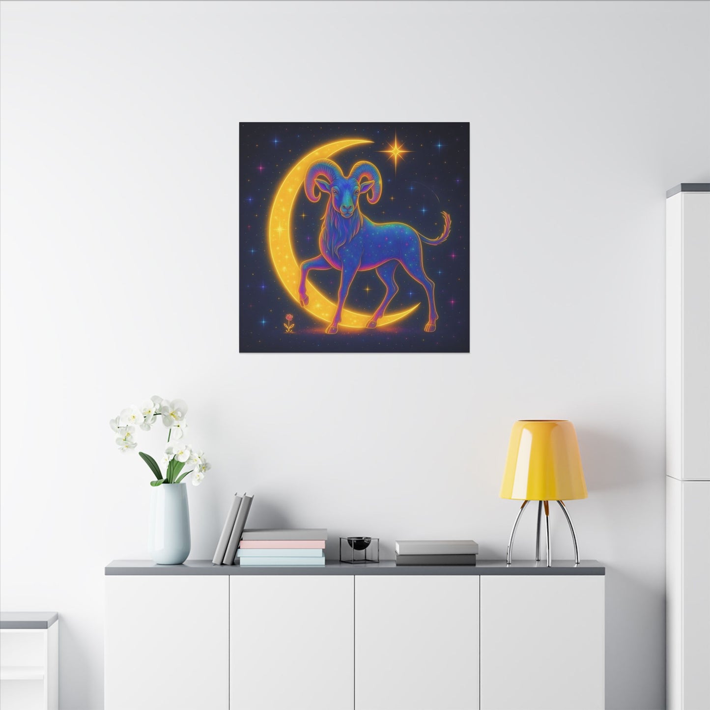 Electric Aries – Radiant Ram of the Moon (Wall Art)