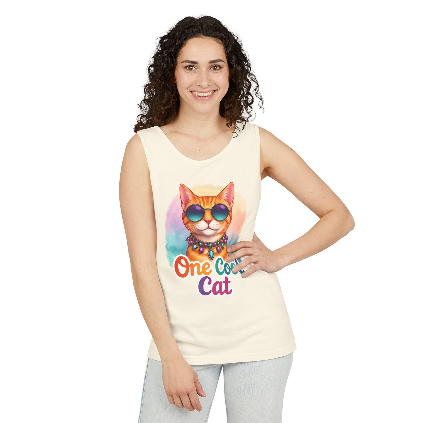 One Cool Cat – Colorful Retro Sassy Cat Tank (Unisex)