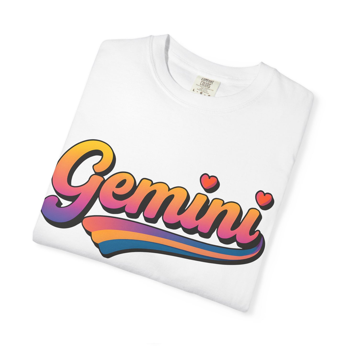 Gemini Retro Rainbow Heart Astrology Tee