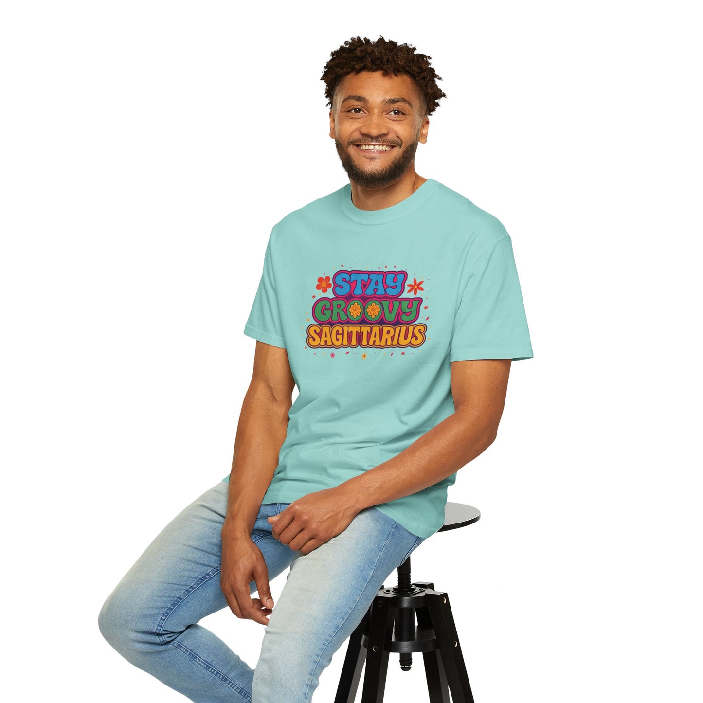 Stay Groovy Sagittarius – Retro Flower Power Zodiac Shirt