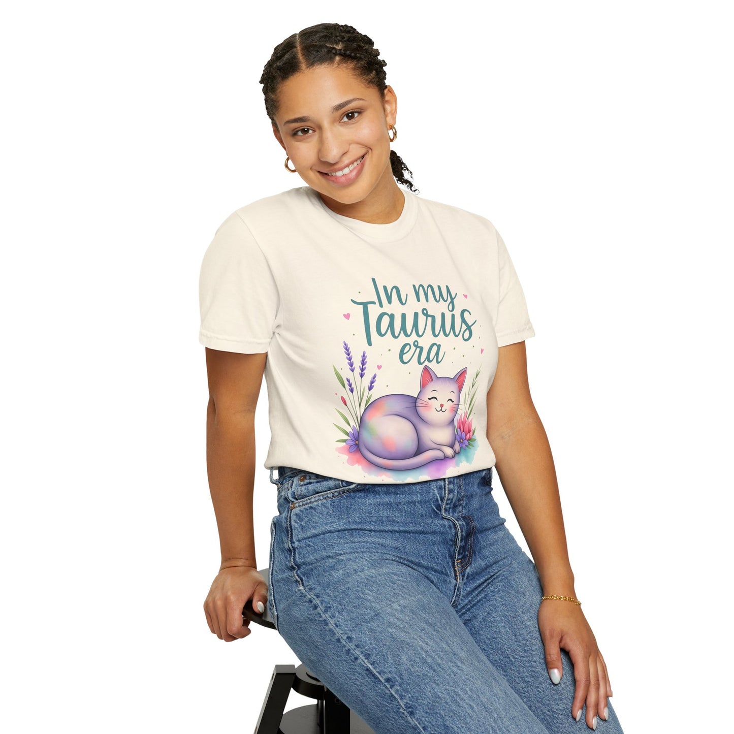 In My Taurus Era – Colorful Zodiac Cat Tee