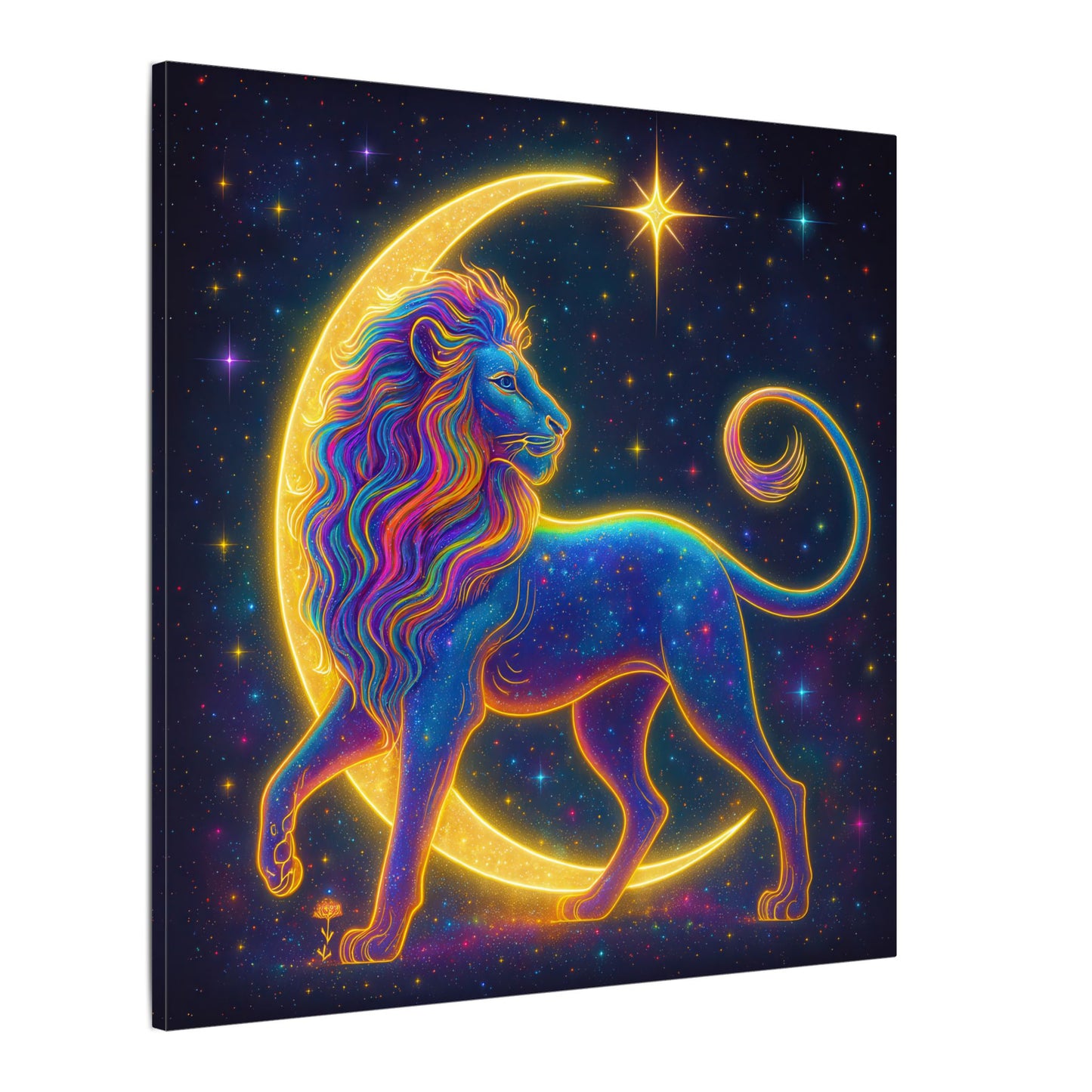 Radiant Rainbow Lion – Celestial Wall Art (Leo Inspired)