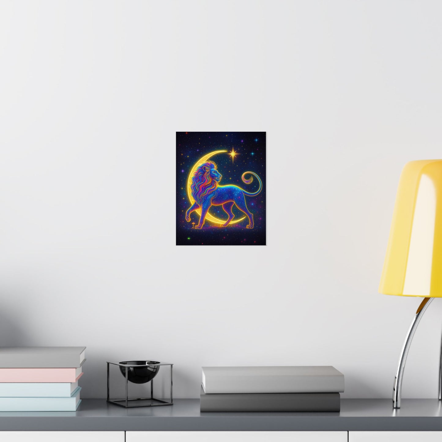 Luminous Lion – Crescent Moon Wall Art Print (Leo Zodiac Inspired)