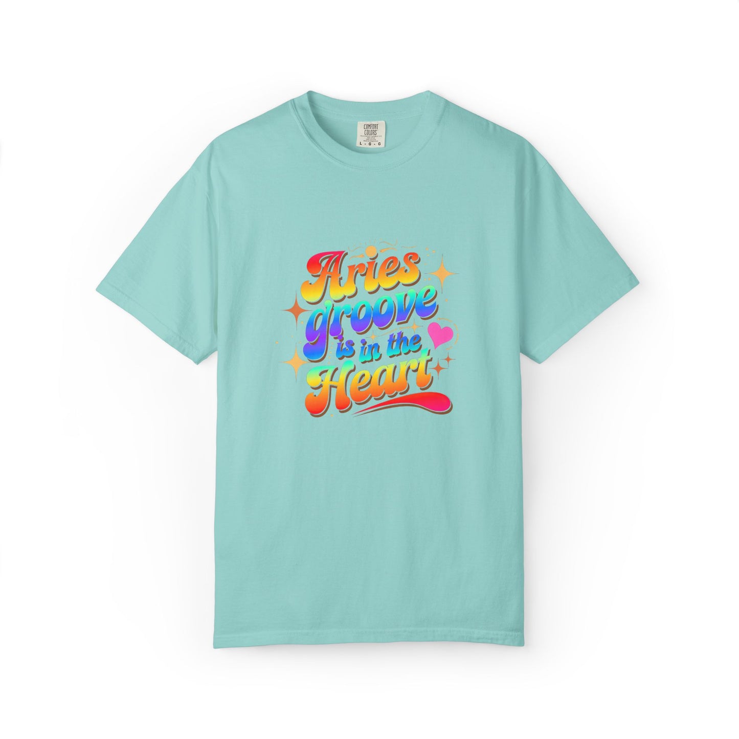 Aries Groove Is in the Heart – Rainbow Retro Zodiac Tee