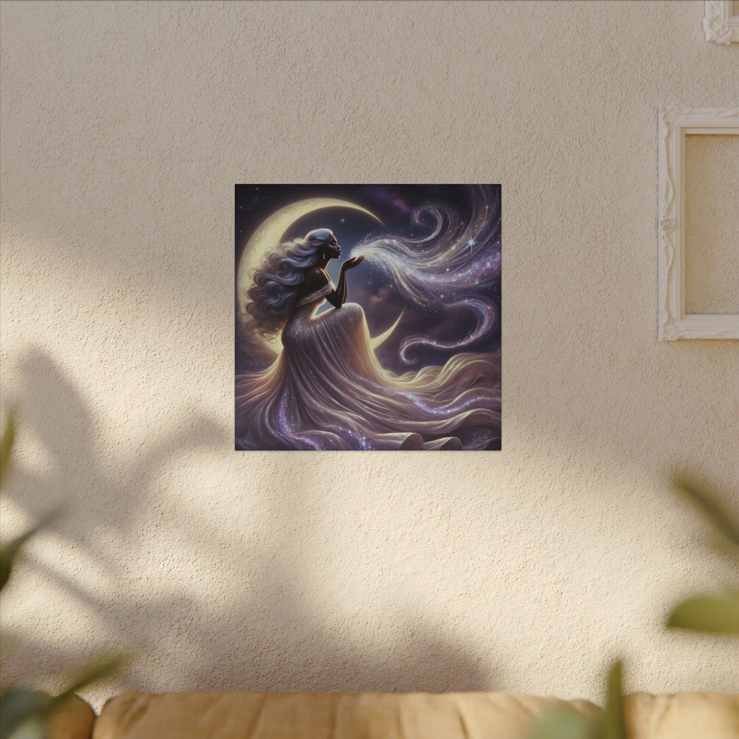 Stardust Wishes – Enchanted Moon Goddess Wall Art (Art Nouveau Inspired)