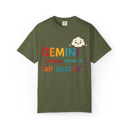 Gemini I Always Think in Air Quotes Tee – Colorful Zodiac Humor Shirt