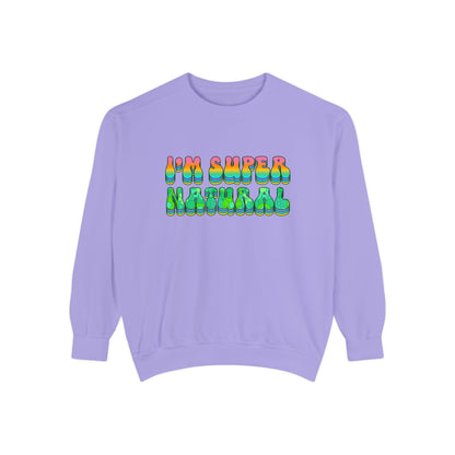 I’m Super Natural Unisex Crewneck – Empowering Retro Comfort Colors Midweight Sweatshirt