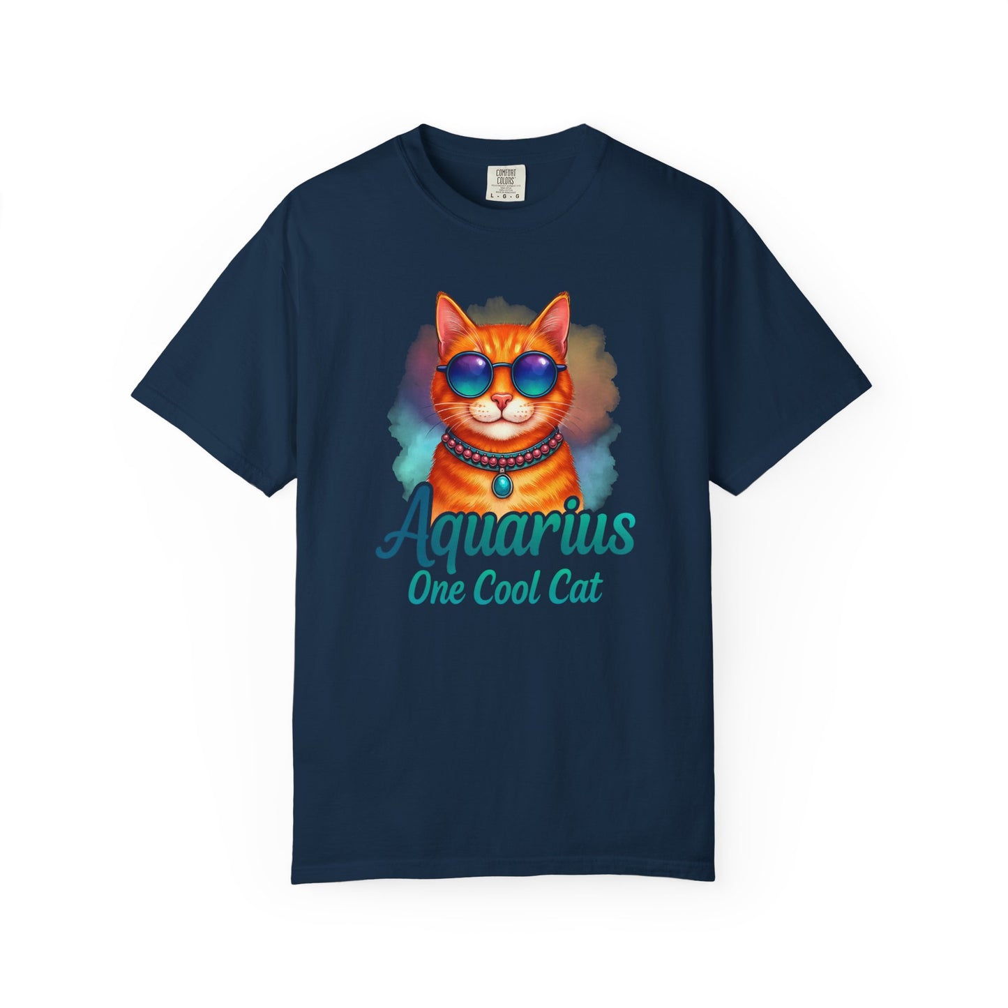 Aquarius One Cool Cat – Zodiac Kitty Vibes Tee