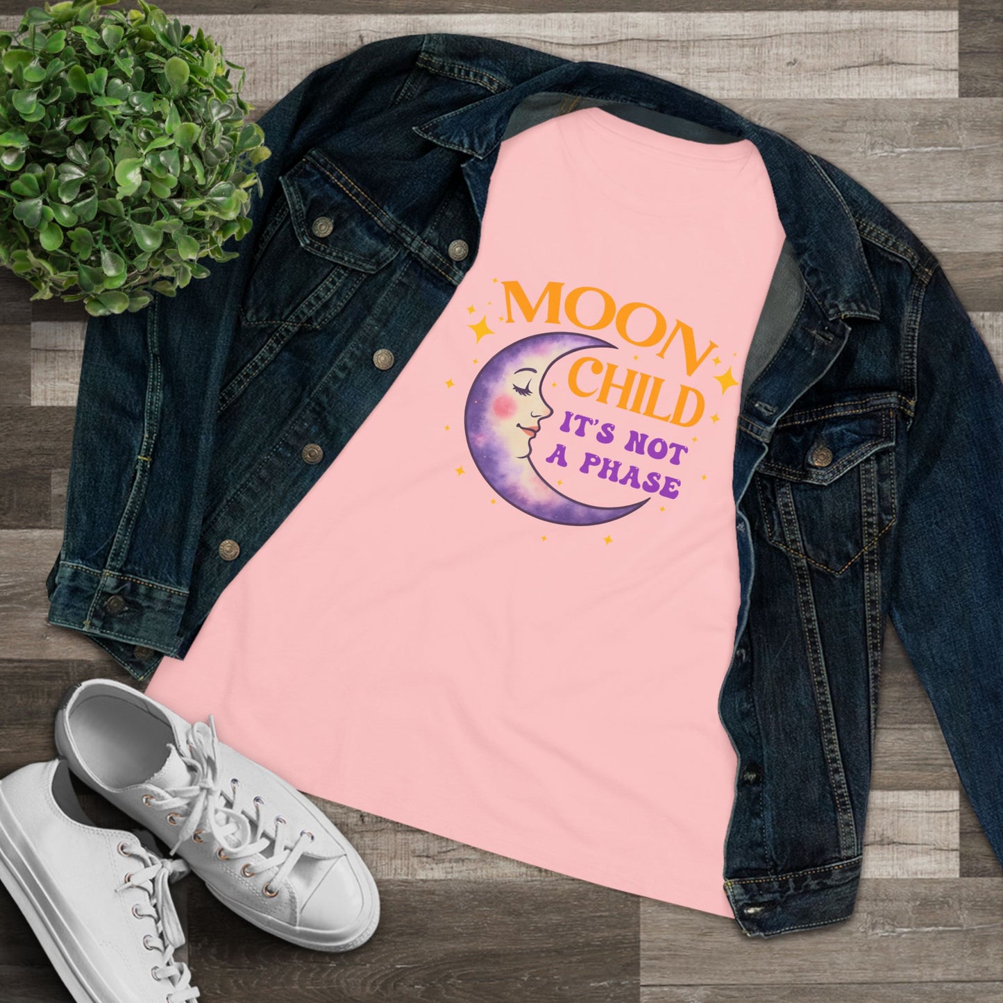 Moon Child It's Not A Phase Women’s Relaxed Tee – Empowering Celestial Colorful Shirt