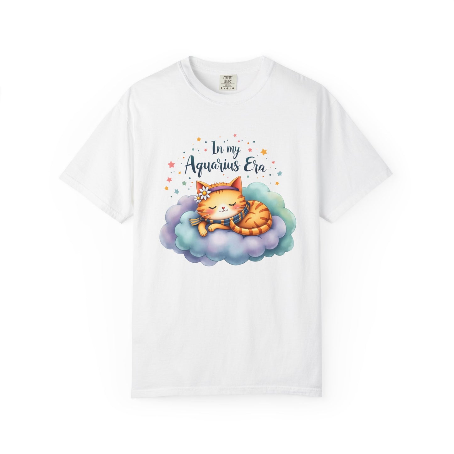 In My Aquarius Era Tee – Colorful Zodiac Cat Shirt