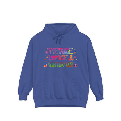 Peace Love & Taurus Unisex Hoodie – Groovy Retro Comfort Colors Midweight Hoodie