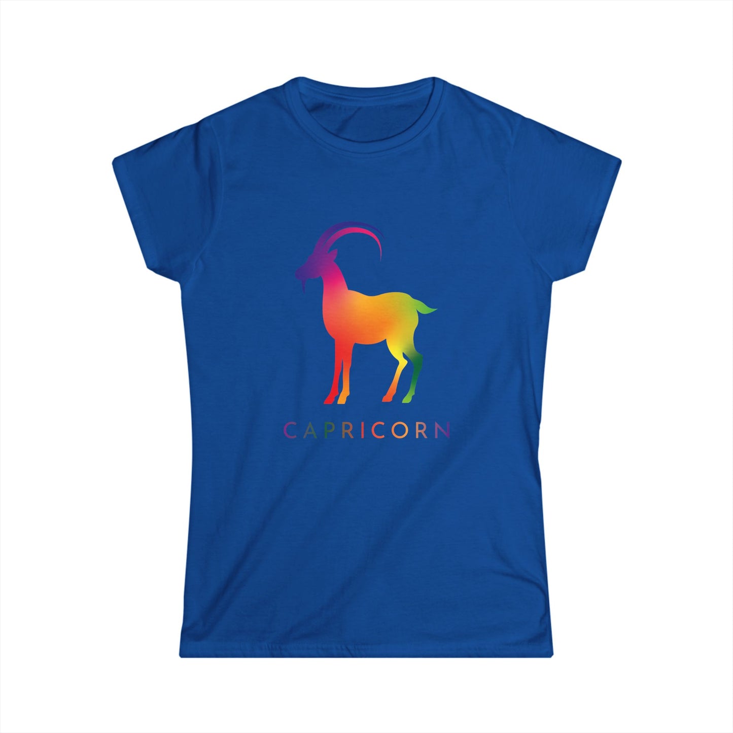 Capricorn Women’s Softstyle Tee – Empowering Rainbow Zodiac Shirt