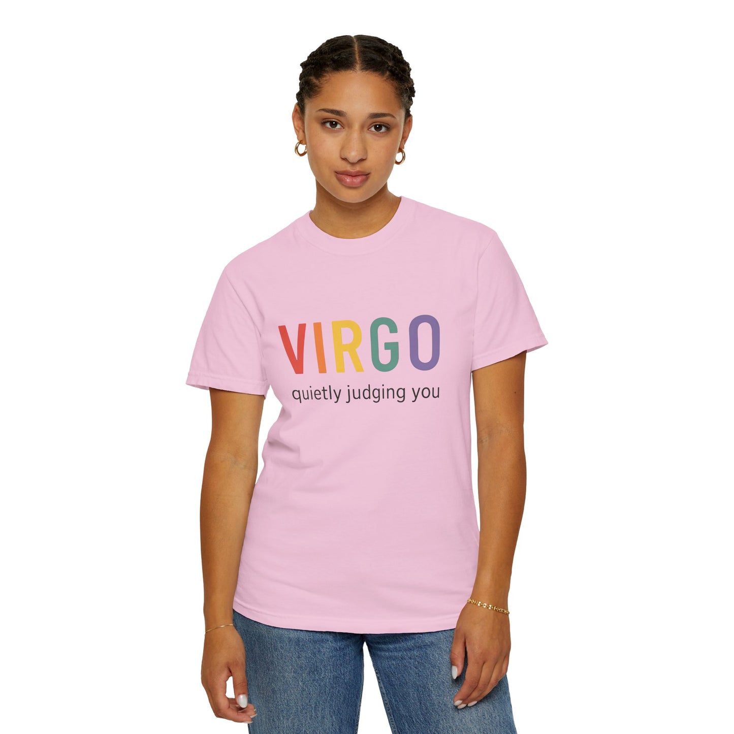 VIRGO quietly judging you – Rainbow Zodiac Tee